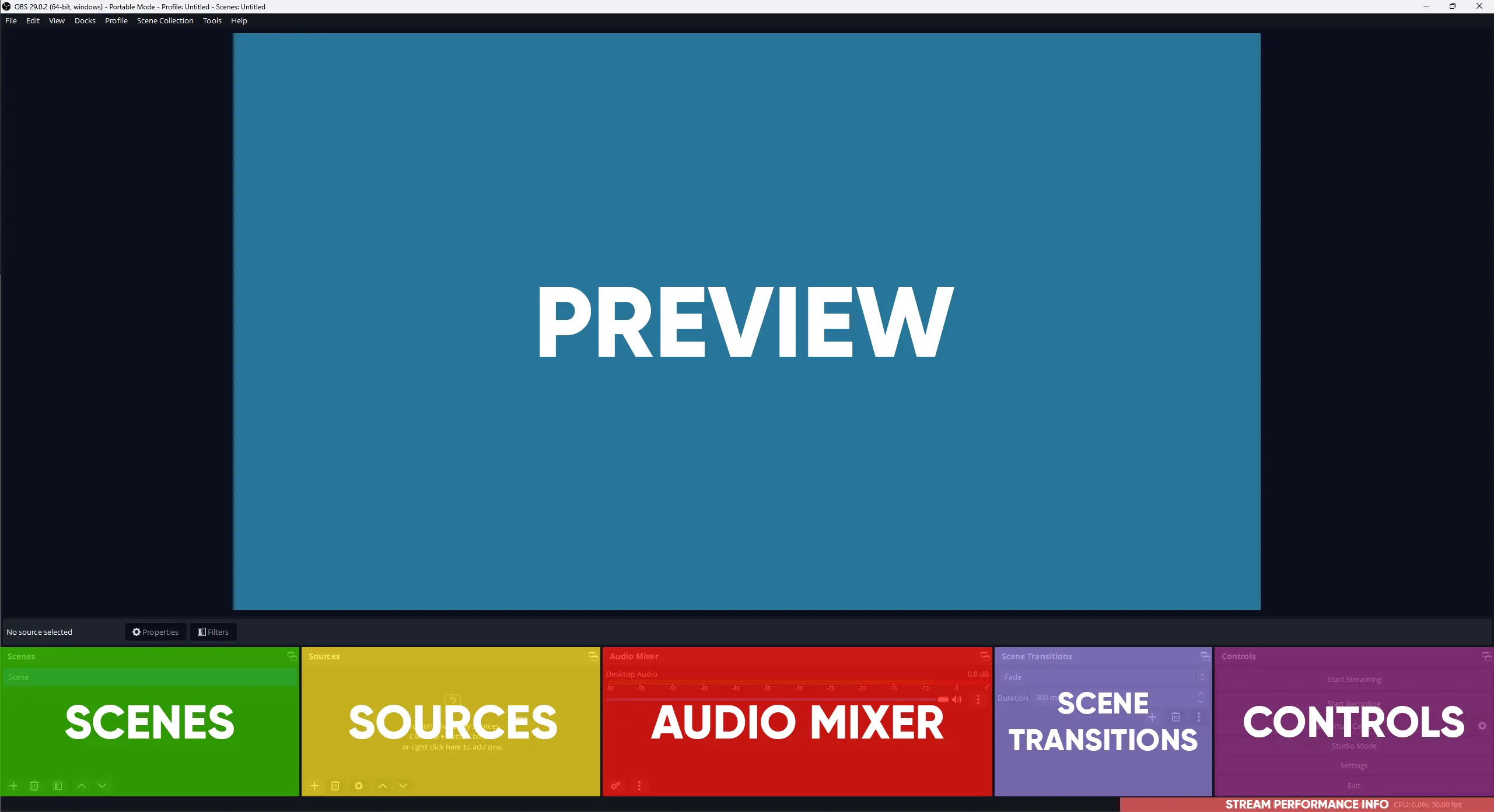 OBS Studio Layout Highlight Sections